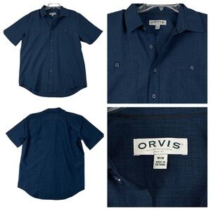 Men's Perfect Condition Orvis Navy Blue‎ Polyester Short Sleeve Medium